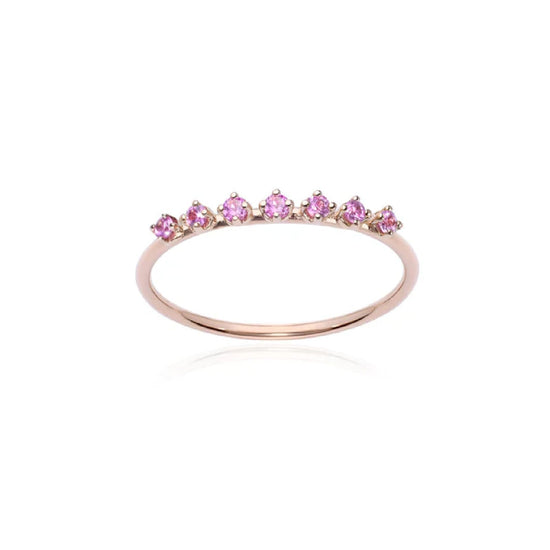 Anello veretta Burato Solitaire donna oro rosa zaffiri rosa 0,14ct 14