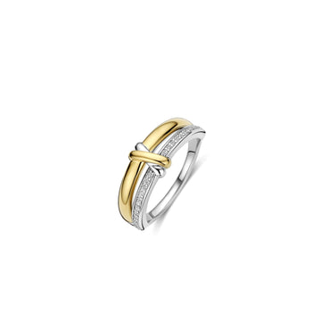 Anello Ti Sento in argento e placcato oro con zirconi nodo 14