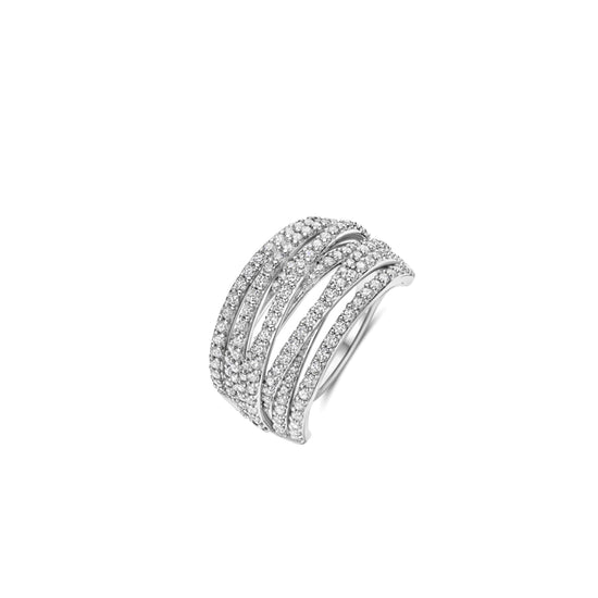 Anello multifilo Ti Sento in argento placcato platino zirconi 14