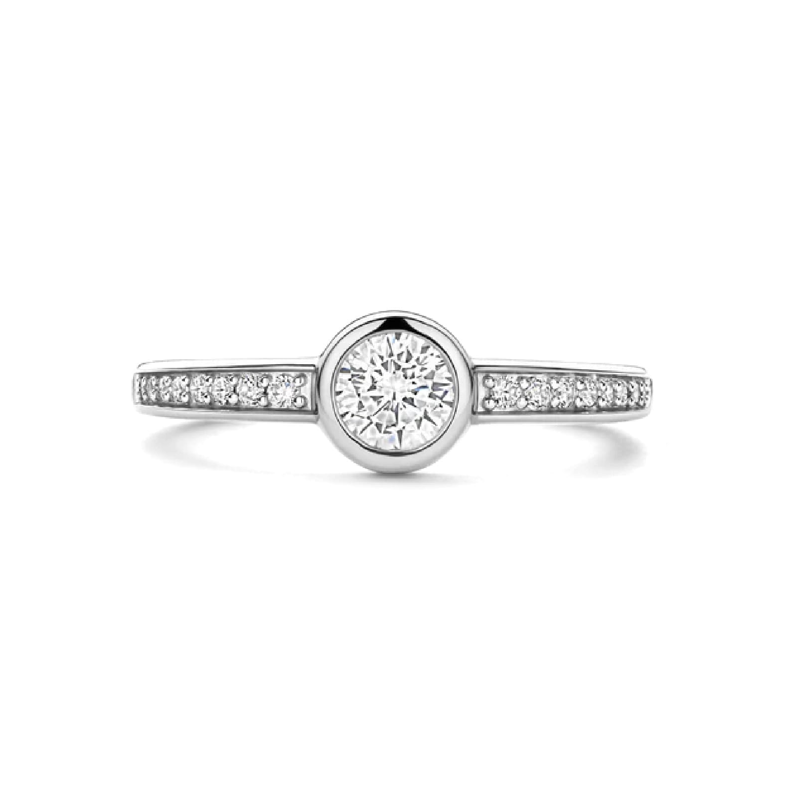 Anello TI SENTO Milano in argento con zircone tondo centrale 14