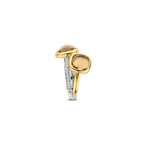 Anello Ti Sento in argento e placcato oro con zirconi marroni 14