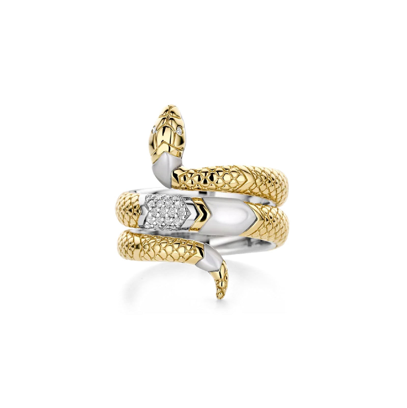 Anello serpente TI SENTO Milano in argento bicolor con zirconi 14