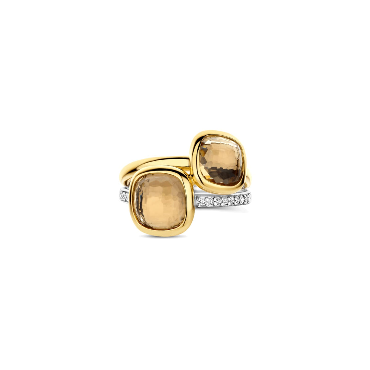 Anello Ti Sento in argento e placcato oro con zirconi marroni 14