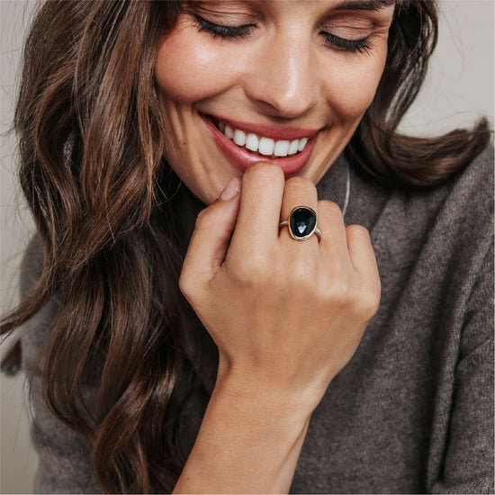 Anello TI SENTO Milano in argento bicolor con pietra nera 14