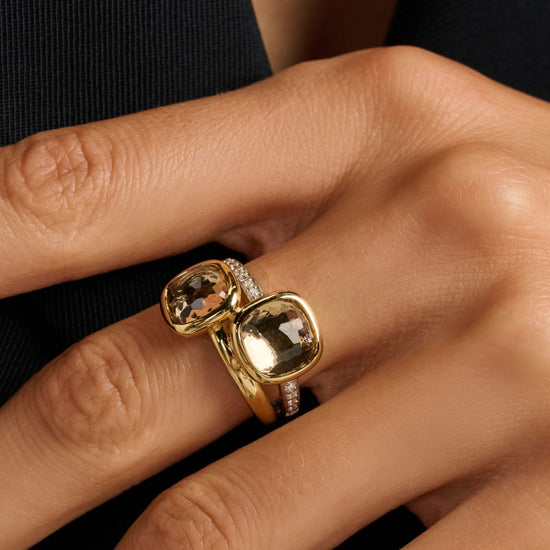 Anello Ti Sento in argento e placcato oro con zirconi marroni 14