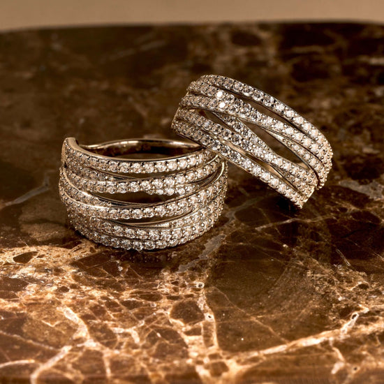 Anello multifilo Ti Sento in argento placcato platino zirconi 14