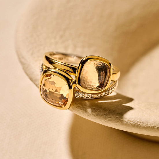 Anello Ti Sento in argento e placcato oro con zirconi marroni 14