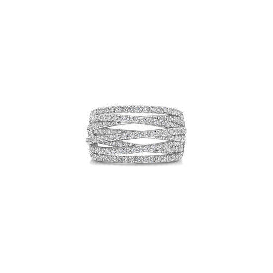 Anello multifilo Ti Sento in argento placcato platino zirconi 14