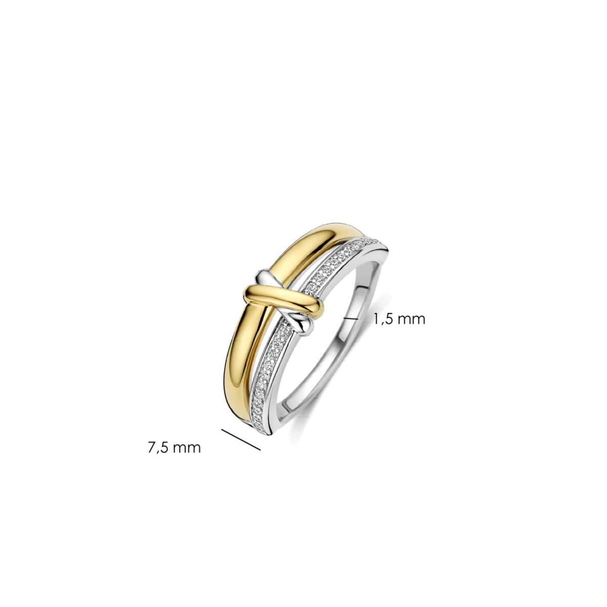Anello Ti Sento in argento e placcato oro con zirconi nodo 14