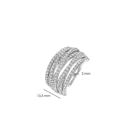 Anello multifilo Ti Sento in argento placcato platino zirconi 14