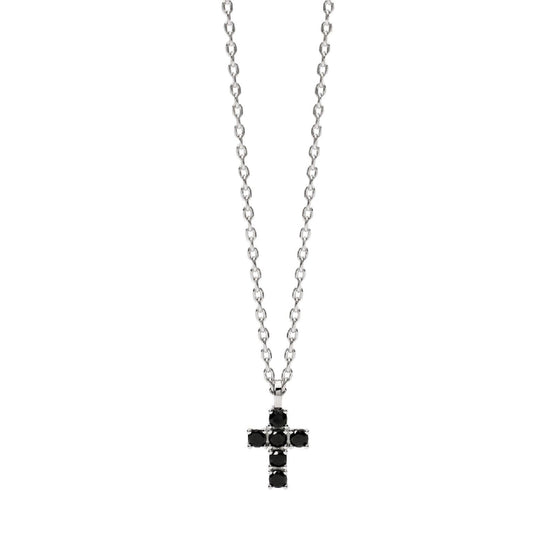 collana girocollo mabina uomo mystical in argento 925 con croce di zirconi neri 553676