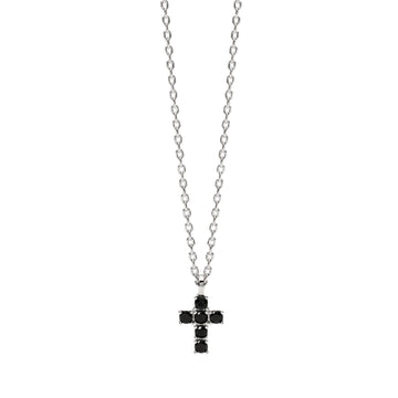 collana girocollo mabina uomo mystical in argento 925 con croce di zirconi neri 553676
