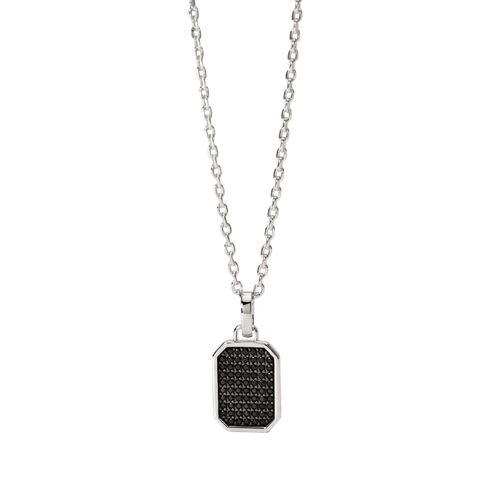 collana girocollo mabina uomo primo capitano in argento 925 con pendente ottagonale di zirconi neri 553678