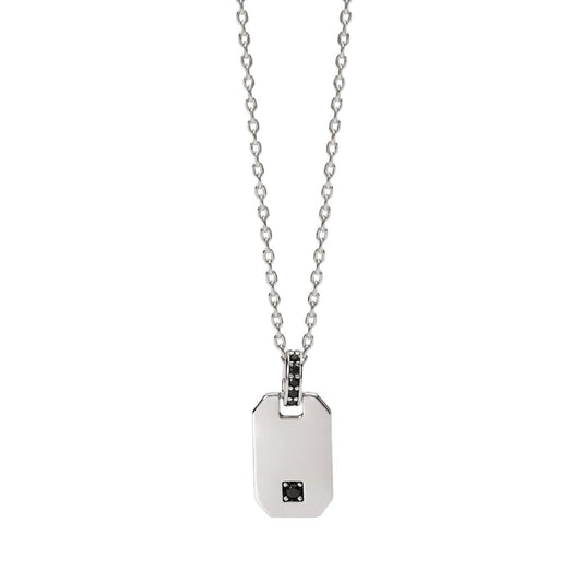 collana girocollo mabina uomo primo capitano in argento 925 con piastrina e zirconi neri 553679