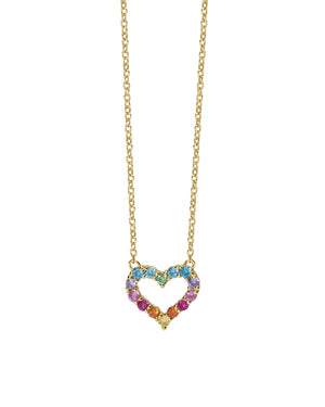Collana girocollo da donna della collezione Mabina Happy Love in argento 925 placcato oro con cuore di zirconi multicolor 553682