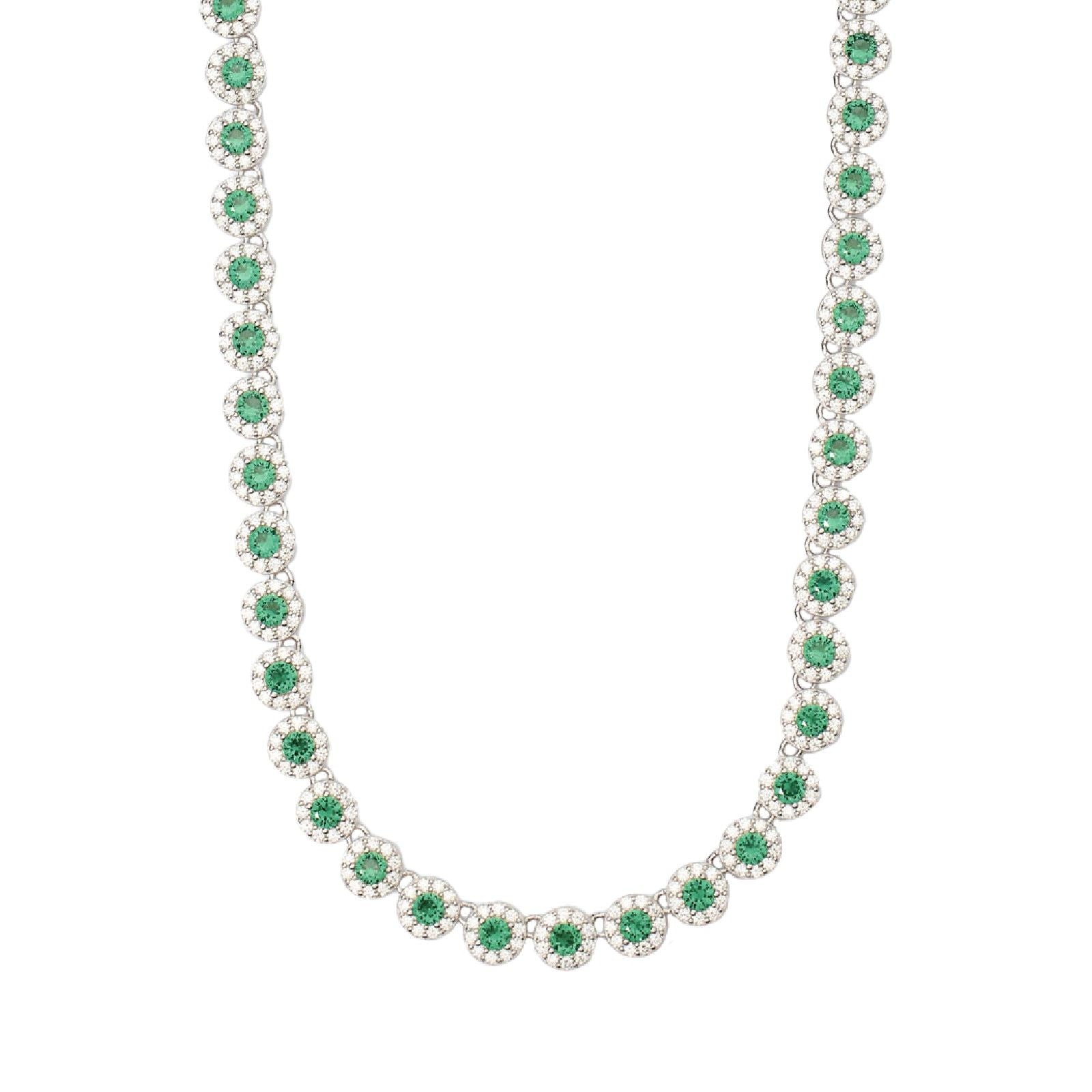 collana tennis donna mabina milanesienne in argento con zirconi bianchi e verdi 553684