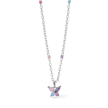 collana bambina mabina junior secret garden argento farfalla tormalina zirconi smalto 553692