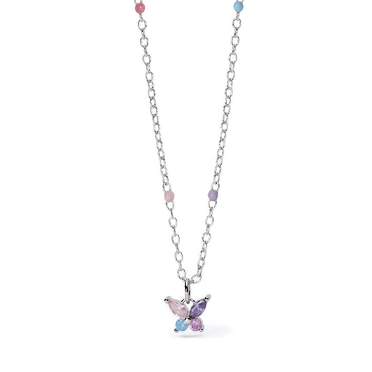 collana bambina mabina junior secret garden argento farfalla tormalina zirconi smalto 553692