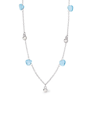 Collana da donna Mabina Beauty Code in argento 925 con ciondoli in glass azzurri taglio goccia e zirconi 553710