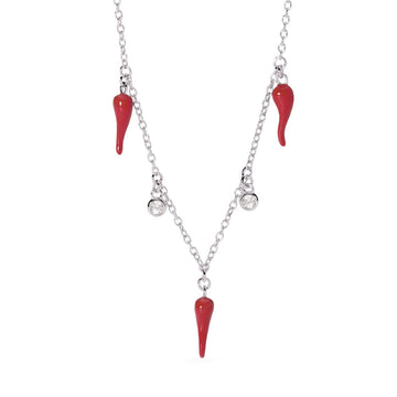 collana donna mabina over the luck in argento cornetti rossi e zirconi 553712