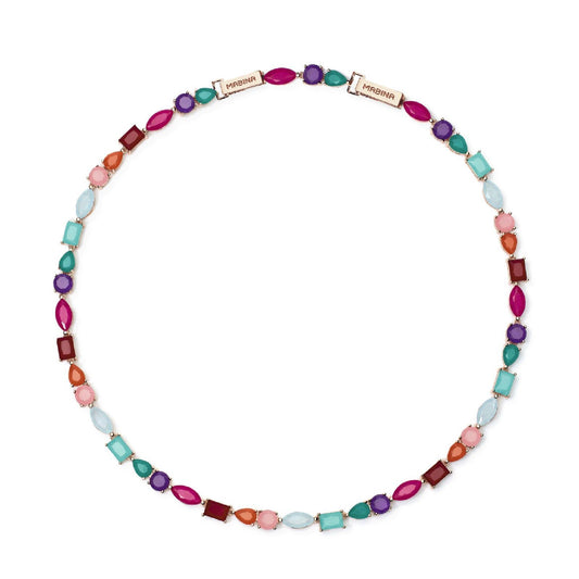 collana tennis donna mabina santorini argento glass multicolor accesi cristalli di rocca 553718