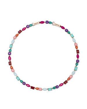 Collana tennis da donna Mabina Santorini in argento 925 con glass multicolor colori accesi e cristalli di rocca 553718