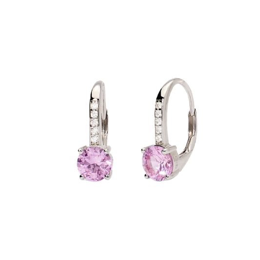 orecchini monachella donna mabina isabel in argento con tormalina sintetica rosa e zirconi bianchi 563748