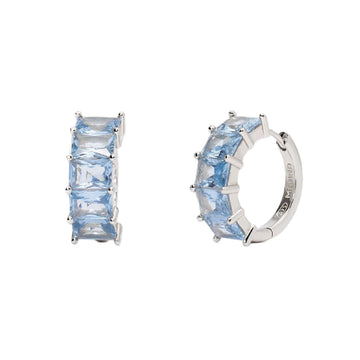 orecchini a cerchio donna mabina valentina argento 925 con acquamarina azzurra baguette 563752