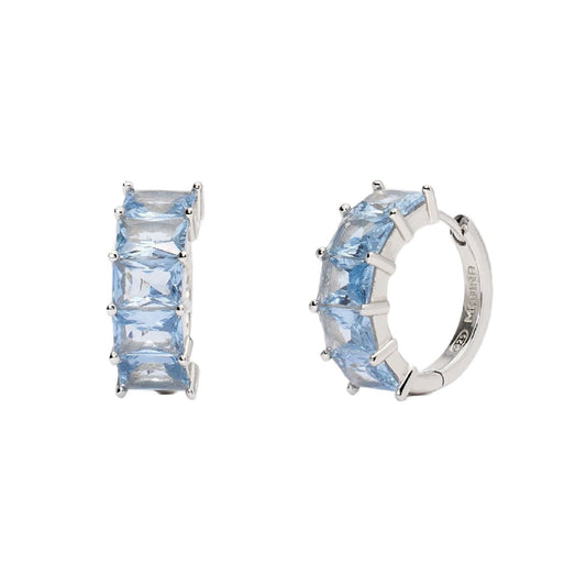 orecchini a cerchio donna mabina valentina argento 925 con acquamarina azzurra baguette 563752