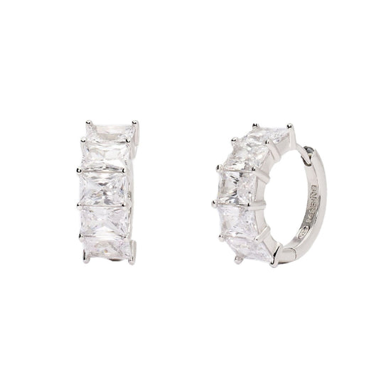 orecchini a cerchio donna mabina valentina argento 925 con zirconi bianchi baguette 563753