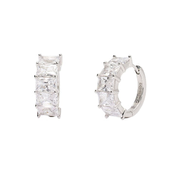 orecchini a cerchio donna mabina valentina argento 925 con zirconi bianchi baguette 563753