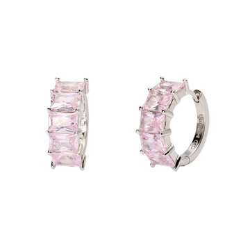 orecchini a cerchio donna mabina valentina argento 925 con zirconi rosa baguette 563754