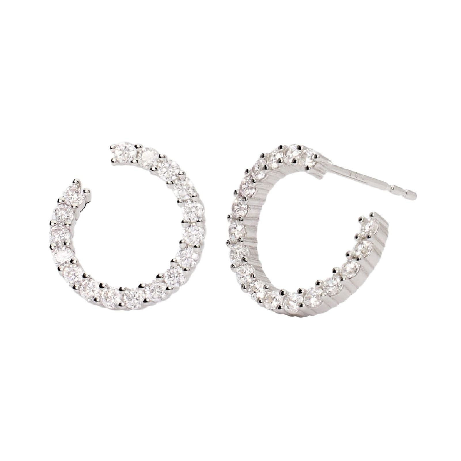 orecchini a cerchio donna mabina futurista in argento 925 con zirconi bianchi 563755