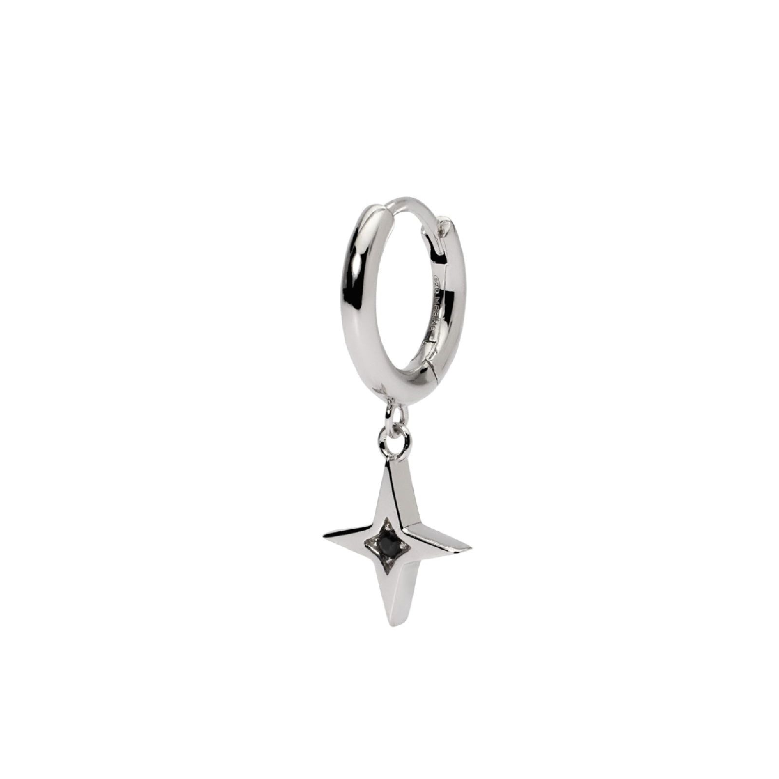 mono orecchino uomo mabina stella polare in argento con stella e zircone nero 563761