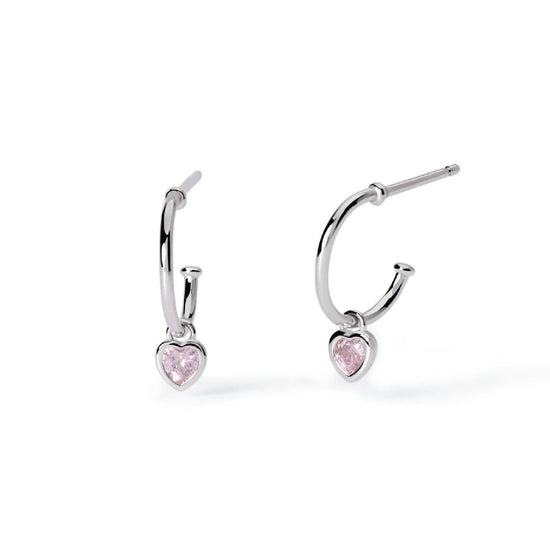 orecchini pendenti bambina mabina junior petit coeur con zircone a cuore rosa 563769
