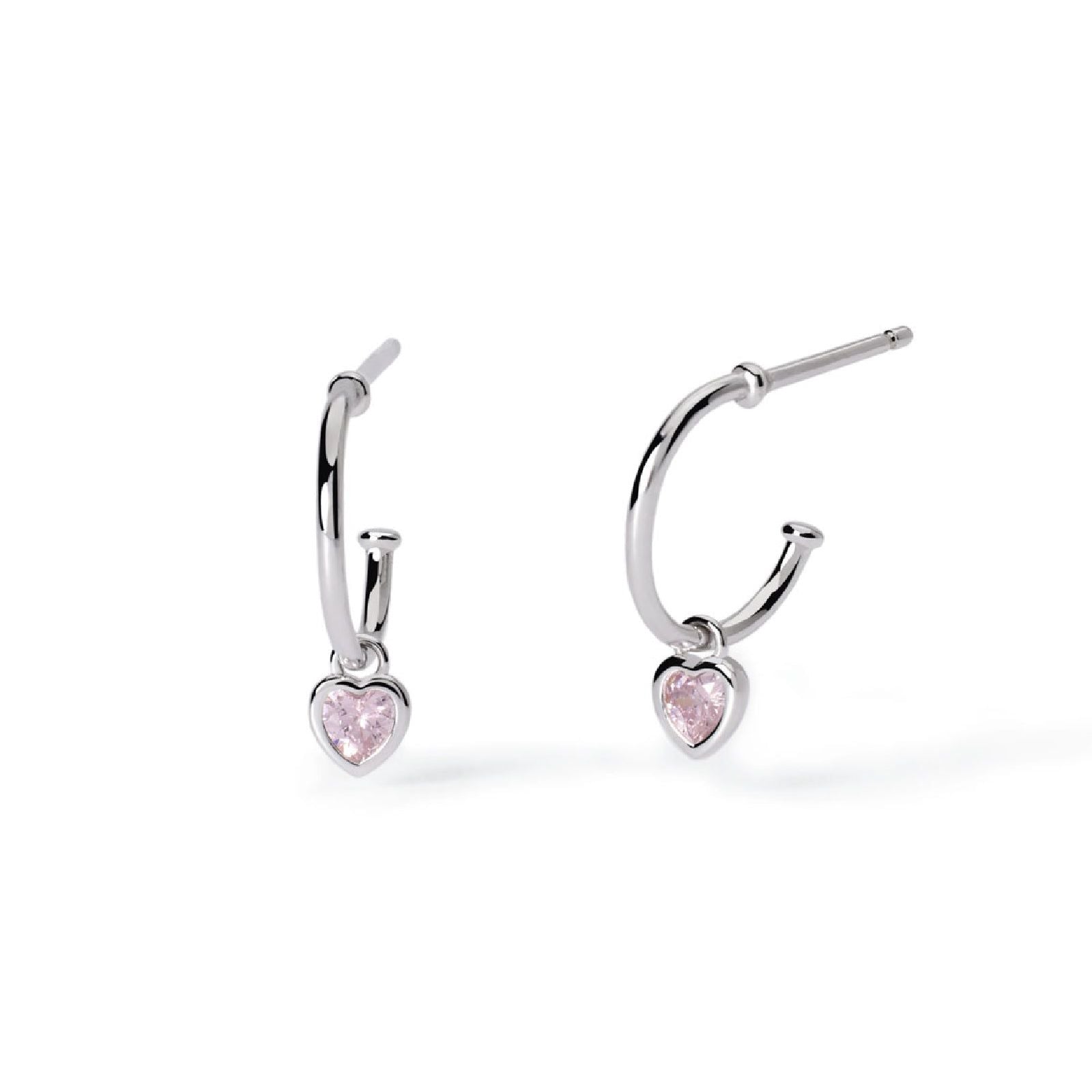 orecchini pendenti bambina mabina junior petit coeur con zircone a cuore rosa 563769