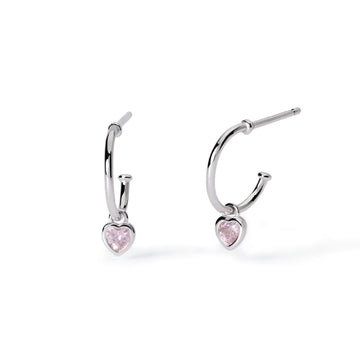orecchini pendenti bambina mabina junior petit coeur con zircone a cuore rosa 563769