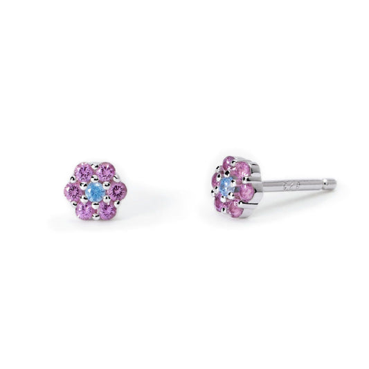 orecchini lobo bambina mabina junior fior fiore in argento con tormaline e zirconi 563772