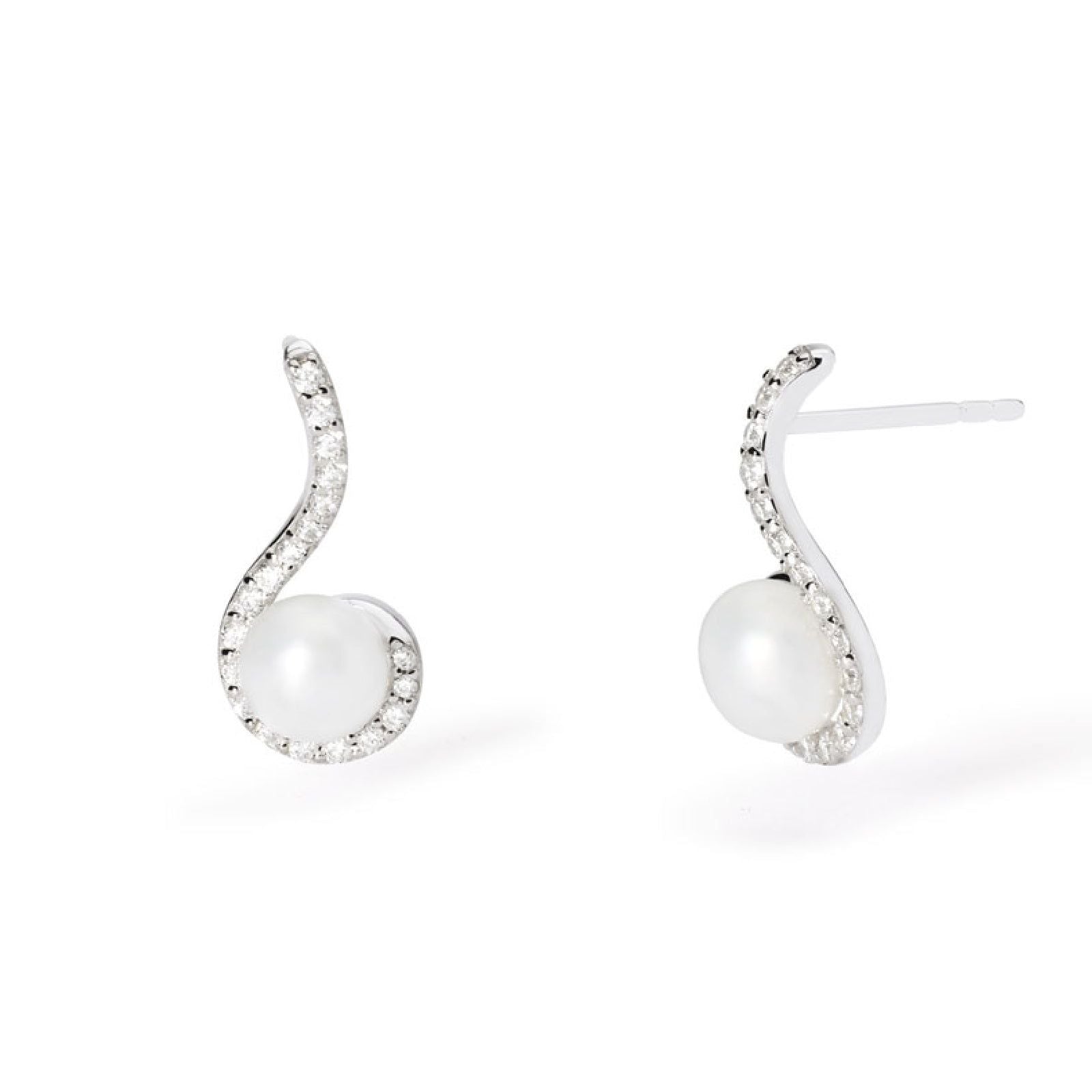 orecchini lobo donna mabina sinfonia in argento con perla e zirconi 563778
