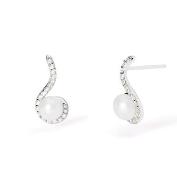 orecchini lobo donna mabina sinfonia in argento con perla e zirconi 563778