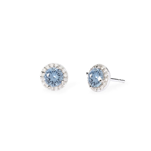 orecchini lobo donna mabina revival in argento con acquamarina e zirconi 563789