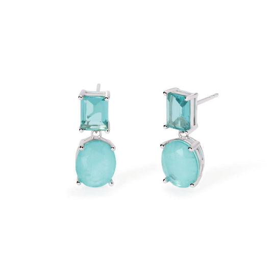 orecchini donna mabina santorini in argento glass azzurro e cristallo di rocca 563791