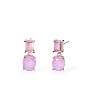 Orecchini pendenti da donna Mabina Santorini in argento 925 rosé con glass rosa e cristallo di rocca 563792