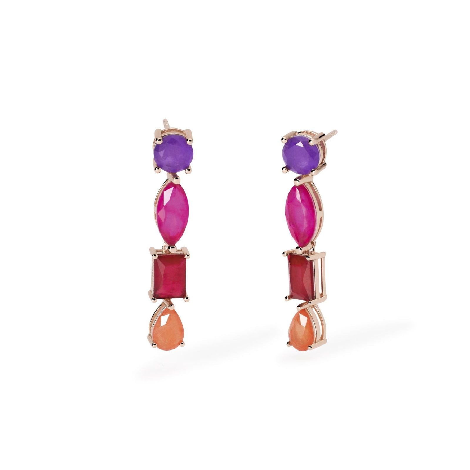 orecchini donna mabina santorini in argento rose glass multicolor e cristallo di rocca 563794