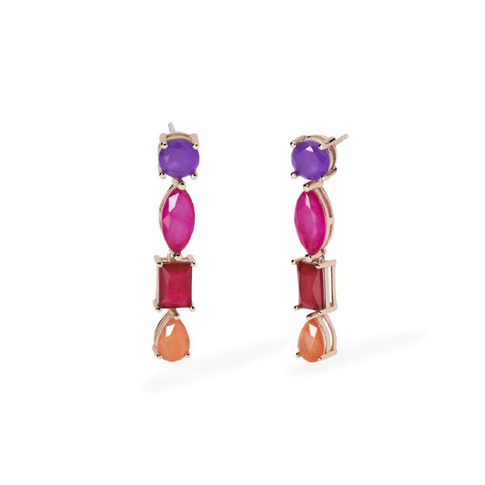 orecchini donna mabina santorini in argento rose glass multicolor e cristallo di rocca 563794