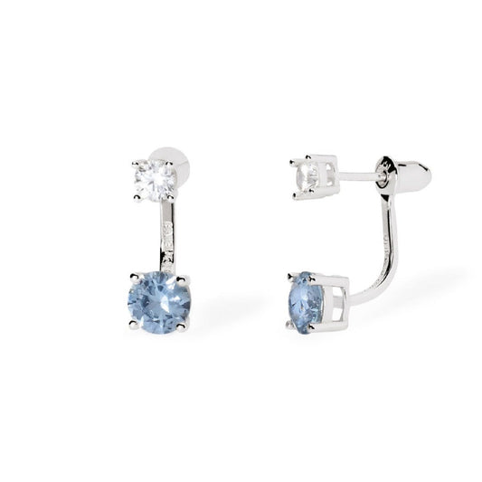 orecchini a lobo donna mabina doppio gioco argento con acquamarina e zircone 563795