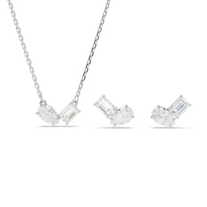 Set collana girocollo e orecchini a lobo della collezione Swarovski Mesmera da donna rodiati con pietre swarovski bianche 5665829