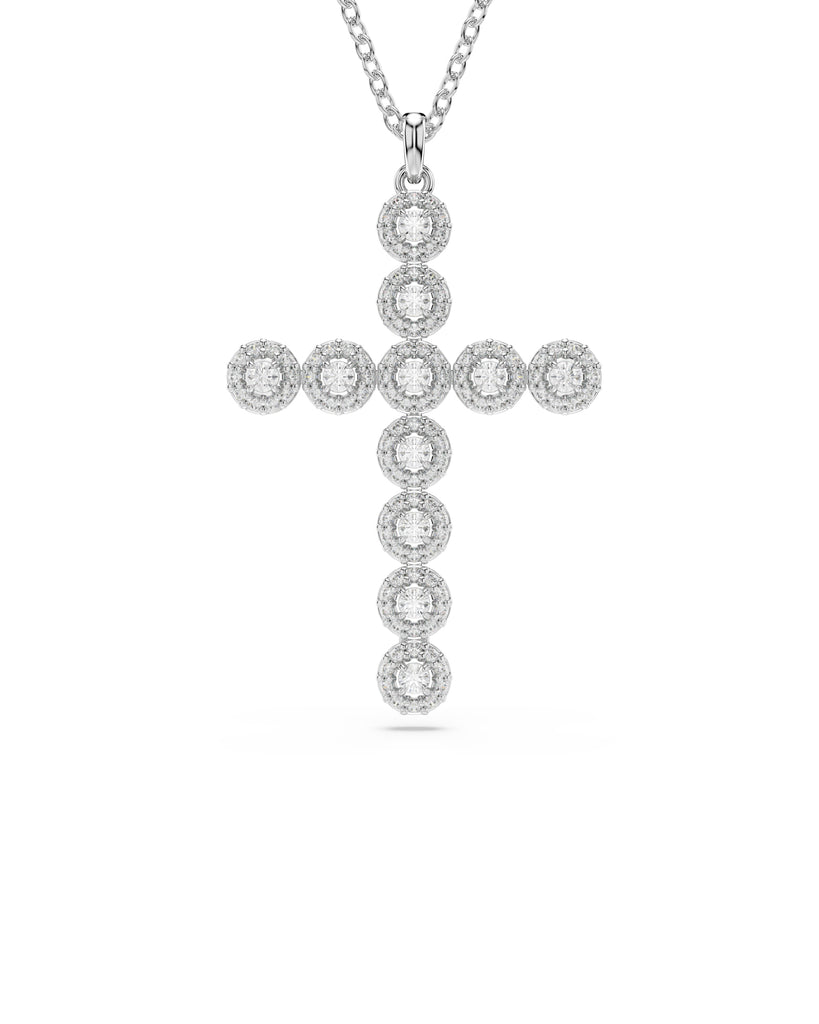 Collana con pendente da donna Swarovski Insigne in lega di metalli rodiata con ciondolo a forma di croce con 11 cristalli 5675573