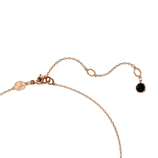 Collana donna Swarovski Swan placcata oro rosa con cigno e cristalli neri e a goccia 5678045-4