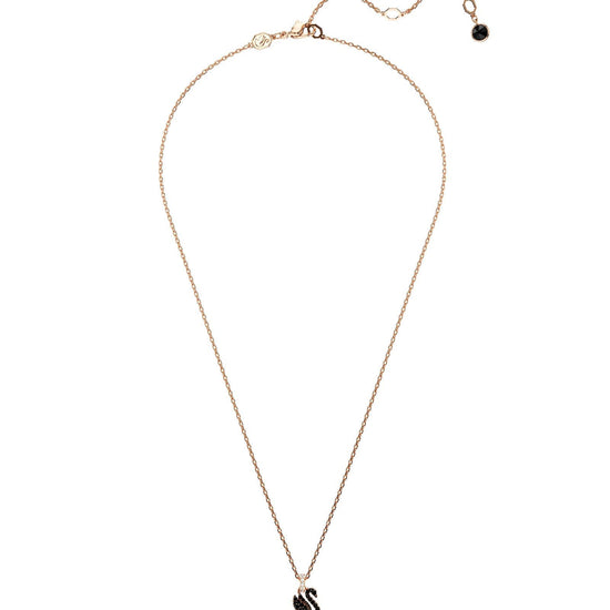 Collana donna Swarovski Swan placcata oro rosa con cigno e cristalli neri 5678046-3